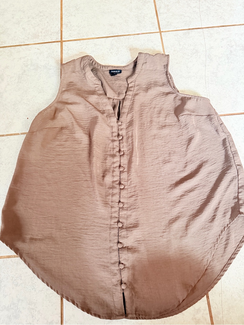 torrid Taupe Sleeveless Covered-Button Shell